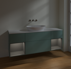 Тумба под раковину Villeroy & Boch Finion 160х50,1 см с подсветкой МДФ оливковый матовый лак/стекло белое матовое FD01GKGM