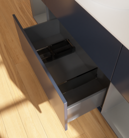 Тумба под раковину Villeroy & Boch Finion 160х50,1 см с подсветкой МДФ темно-синий матовый лак/стекло белое матовое FD01GKHG