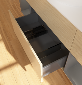 Тумба под раковину Villeroy & Boch Finion 160х50,1 см с подсветкой МДФ шпон дуба/стекло белое матовое FD01GKPC