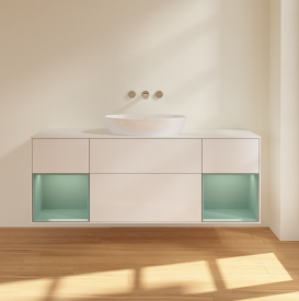 Тумба под раковину Villeroy & Boch Finion 160х50,1 см с подсветкой МДФ глянцевый белый лак/стекло белое матовое FD01GMGF