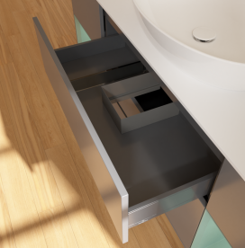 Тумба під раковину Villeroy & Boch Finion 160х50,1 см з підсвічуванням антрацит матовий лак/скло біле матове FD01GMGK