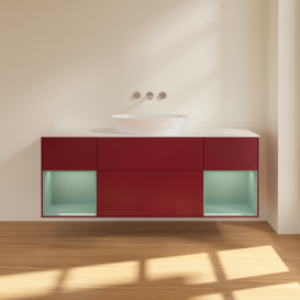 Тумба под раковину Villeroy & Boch Finion 160х50,1 см с подсветкой МДФ пион матовый лак/стекло белое матовое FD01GMHB