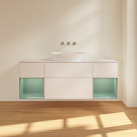 Тумба под раковину Villeroy & Boch Finion 160х50,1 см с подсветкой МДФ белый матовый лак/стекло белое матовое FD01GMMT