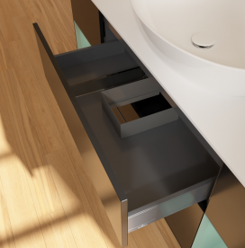 Тумба под раковину Villeroy & Boch Finion 160х50,1 см с подсветкой МДФ черный матовый лак/стекло белое матовое FD01GMPD