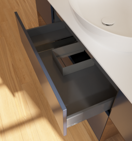 Тумба под раковину Villeroy & Boch Finion 160х50,1 см с подсветкой МДФ темно-синий матовый лак/стекло белое матовое FD01GNHG