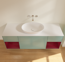 Тумба под раковину Villeroy & Boch Finion 160х50,1 см с подсветкой МДФ оливковый матовый лак/стекло белое матовое FD01HBGM