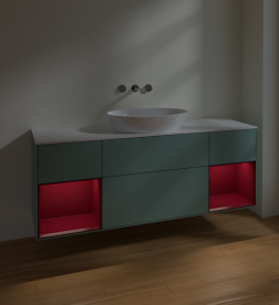 Тумба под раковину Villeroy & Boch Finion 160х50,1 см с подсветкой МДФ оливковый матовый лак/стекло белое матовое FD01HBGM