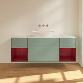 Тумба под раковину Villeroy & Boch Finion 160х50,1 см с подсветкой МДФ оливковый матовый лак/стекло белое матовое FD01HBGM