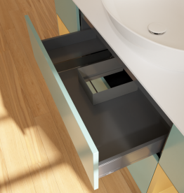 Тумба под раковину Villeroy & Boch Finion 160х50,1 см с подсветкой МДФ оливковый матовый лак/стекло белое матовое FD01HFGM