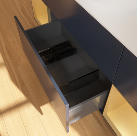 Тумба под раковину Villeroy & Boch Finion 160х50,1 см с подсветкой МДФ темно-синий матовый лак/стекло белое матовое FD01HFHG