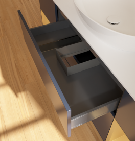 Тумба под раковину Villeroy & Boch Finion 160х50,1 см с подсветкой МДФ темно-синий матовый лак/стекло белое матовое FD01HFHG