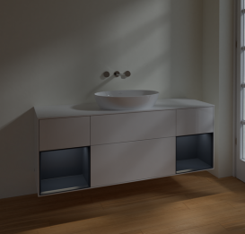 Тумба под раковину Villeroy & Boch Finion 160х50,1 см с подсветкой МДФ глянцевый белый лак/стекло белое матовое FD01HGGF