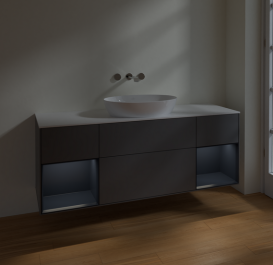 Тумба под раковину Villeroy & Boch Finion 160х50,1 см с подсветкой МДФ антрацит матовый лак/стекло белое матовое FD01HGGK