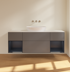 Тумба под раковину Villeroy & Boch Finion 160х50,1 см с подсветкой МДФ антрацит матовый лак/стекло белое матовое FD01HGGK