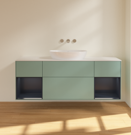 Тумба под раковину Villeroy & Boch Finion 160х50,1 см с подсветкой МДФ оливковый матовый лак/стекло белое матовое FD01HGGM