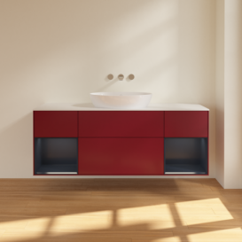 Тумба под раковину Villeroy & Boch Finion 160х50,1 см с подсветкой МДФ пион матовый лак/стекло белое матовое FD01HGHB