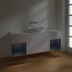 Тумба под раковину Villeroy & Boch Finion 160х50,1 см с подсветкой МДФ белый матовый лак/стекло белое матовое FD01HGMT