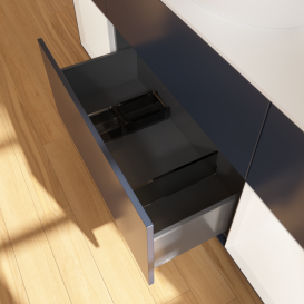 Тумба под раковину Villeroy & Boch Finion 160х50,1 см с подсветкой МДФ темно-синий матовый лак/стекло белое матовое FD01MTHG