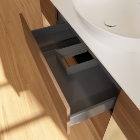 Тумба под раковину Villeroy & Boch Finion 160х50,1 см с подсветкой МДФ шпон грецкого ореха/стекло белое матовое FD01PCGN