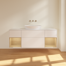 Тумба под раковину Villeroy & Boch Finion 160х50,1 см с подсветкой МДФ белый матовый лак/стекло белое матовое FD01PCMT