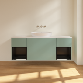 Тумба под раковину Villeroy & Boch Finion 160х50,1 см с подсветкой МДФ оливковый матовый лак/стекло белое матовое FD01PDGM