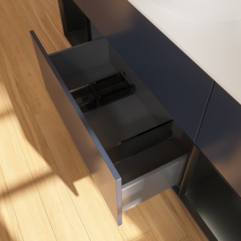 Тумба под раковину Villeroy & Boch Finion 160х50,1 см с подсветкой МДФ темно-синий матовый лак/стекло белое матовое FD01PDHG