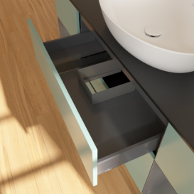 Тумба под раковину Villeroy & Boch Finion 160х50,1 см с подсветкой МДФ оливковый матовый лак/стекло черное матовое FD02GKGM