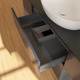 Тумба под раковину Villeroy & Boch Finion 160х50,1 см с подсветкой МДФ темно-синий матовый лак/стекло черное матовое FD02GKHG