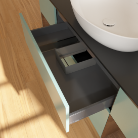 Тумба под раковину Villeroy & Boch Finion 160х50,1 см с подсветкой МДФ оливковый матовый лак/стекло черное матовое FD02GNGM