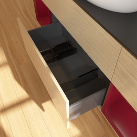 Тумба под раковину Villeroy & Boch Finion 160х50,1 см с подсветкой МДФ шпон дуба/стекло черное матовое FD02HBPC