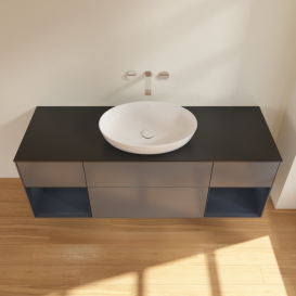 Тумба под раковину Villeroy & Boch Finion 160х50,1 см с подсветкой МДФ антрацит матовый лак/стекло черное матовое FD02HGGK