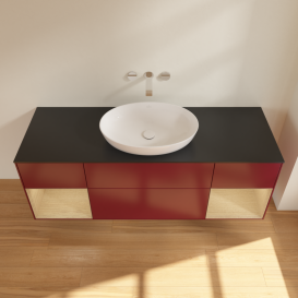 Тумба под раковину Villeroy & Boch Finion 160х50,1 см с подсветкой МДФ пион матовый лак/стекло черное матовое FD02PCHB