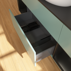 Тумба под раковину Villeroy & Boch Finion 160х50,1 см с подсветкой МДФ оливковый матовый лак/стекло черное матовое FD02PDGM