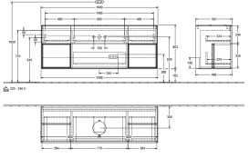 Тумба под раковину Villeroy & Boch Finion 160х50,1 см с подсветкой МДФ темно-синий матовый лак/стекло черное матовое FD02PDHG