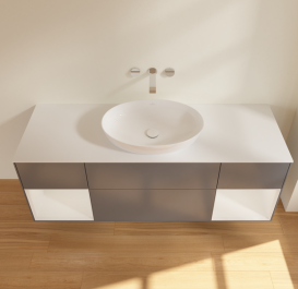 Тумба под раковину Villeroy & Boch Finion 160х50,1 см с подсветкой МДФ антрацит матовый лак/стекло белое матовое GD01GFGK