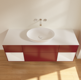 Тумба под раковину Villeroy & Boch Finion 160х50,1 см с подсветкой МДФ пион матовый лак/стекло белое матовое GD01GFHB