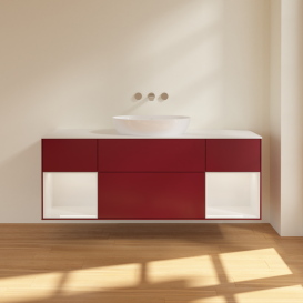 Тумба под раковину Villeroy & Boch Finion 160х50,1 см с подсветкой МДФ пион матовый лак/стекло белое матовое GD01GFHB