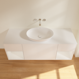 Тумба под раковину Villeroy & Boch Finion 160х50,1 см с подсветкой МДФ белый матовый лак/стекло белое матовое GD01GFMT