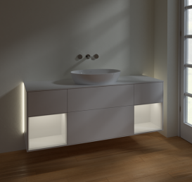 Тумба под раковину Villeroy & Boch Finion 160х50,1 см с подсветкой МДФ белый матовый лак/стекло белое матовое GD01GFMT