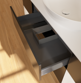 Тумба под раковину Villeroy & Boch Finion 160х50,1 см с подсветкой МДФ черный матовый лак/стекло белое матовое GD01GFPD