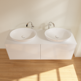 Тумба под раковину Villeroy & Boch Finion 160х50,1 см МДФ глянцевый белый лак/стекло белое матовое F96100GF