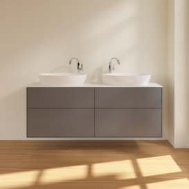 Тумба под раковину Villeroy & Boch Finion 160х50,1 см МДФ антрацит матовый лак/стекло белое матовое F96100GK