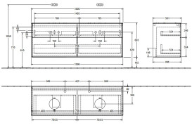 Тумба под раковину Villeroy & Boch Finion 160х50,1 см МДФ шпон грецкого ореха/стекло белое матовое F96100GN