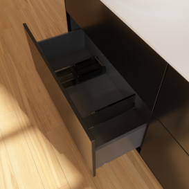 Тумба под раковину Villeroy & Boch Finion 160х50,1 см МДФ черный матовый лак/стекло белое матовое F96100PD