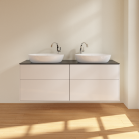 Тумба под раковину Villeroy & Boch Finion 160х50,1 см МДФ глянцевый белый лак/стекло черное матовое F96200GF