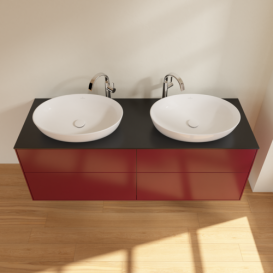 Тумба под раковину Villeroy & Boch Finion 160х50,1 см МДФ пион матовый лак/стекло черное матовое F96200HB