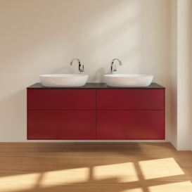 Тумба під раковину Villeroy & Boch Finion 160х50,1 см МДФ півонія матовий лак/скло чорне матове F96200HB