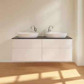 Тумба под раковину Villeroy & Boch Finion 160х50,1 см МДФ белый матовый лак/стекло черное матовое F96200MT