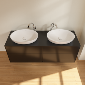 Тумба под раковину Villeroy & Boch Finion 160х50,1 см МДФ черный матовый лак/стекло черное матовое F96200PD