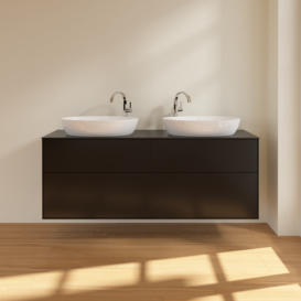 Тумба под раковину Villeroy & Boch Finion 160х50,1 см МДФ черный матовый лак/стекло черное матовое F96200PD